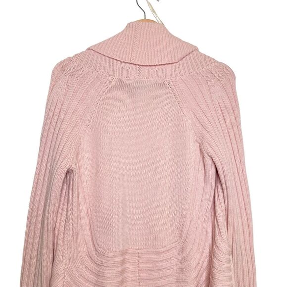 Per Se Merino Wool Women Open Front Pink Long Sleeve Knit Sweater Cardigan Small - Picture 4 of 10